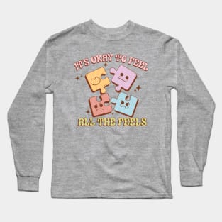 It's okay to feel all the feels groovy Mental Health matters Long Sleeve T-Shirt